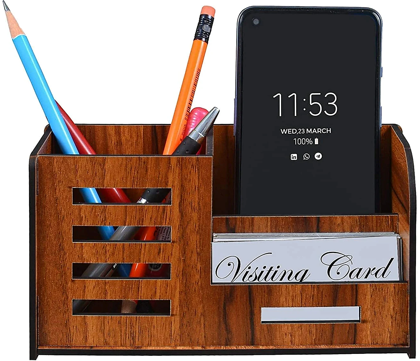 Customized Wooden Pen Stand with Logo & Text