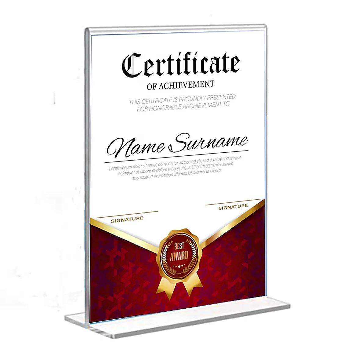Display Stand – Vertical Paper Holder for Certificates, Menus & Signage